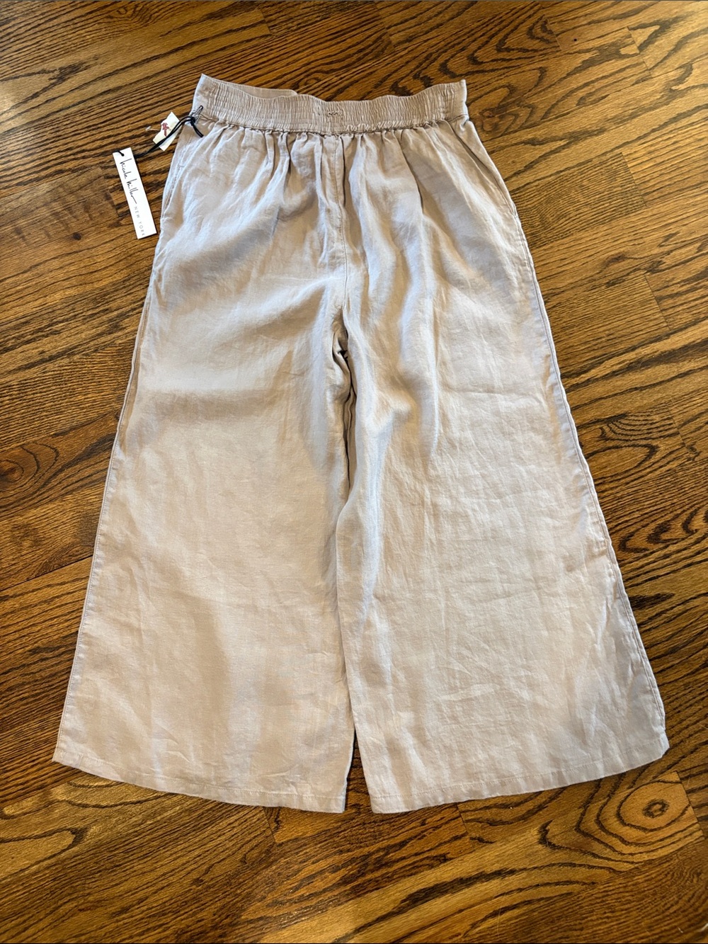 Nicole Miller Wide-Leg Linen Blend Pants - Taupe color w/ blush undertones - Picture 2 of 7